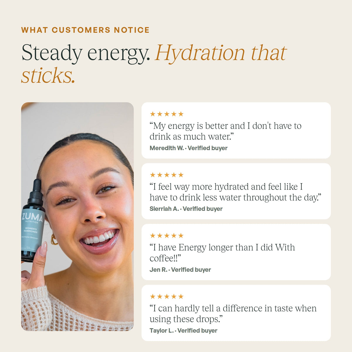 What customers notice: steady energy, hydration that sticks