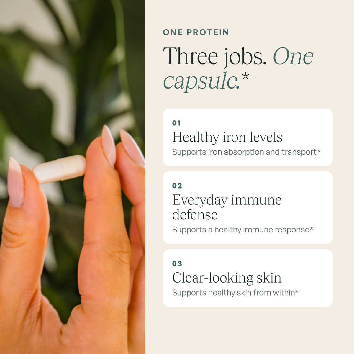 One protein, three jobs: healthy iron levels, immune defense, clear-looking skin