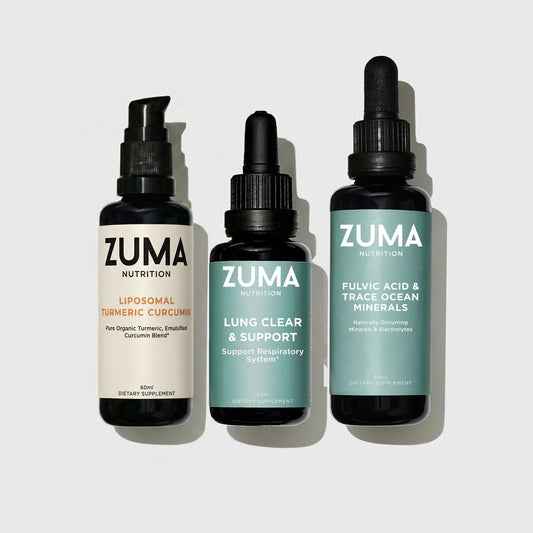Zuma Nutrition Complete Lung & Respiratory Health Protocol: Liposomal Turmeric Curcumin, Lung Clear & Support, and Fulvic Acid & Trace Ocean Minerals