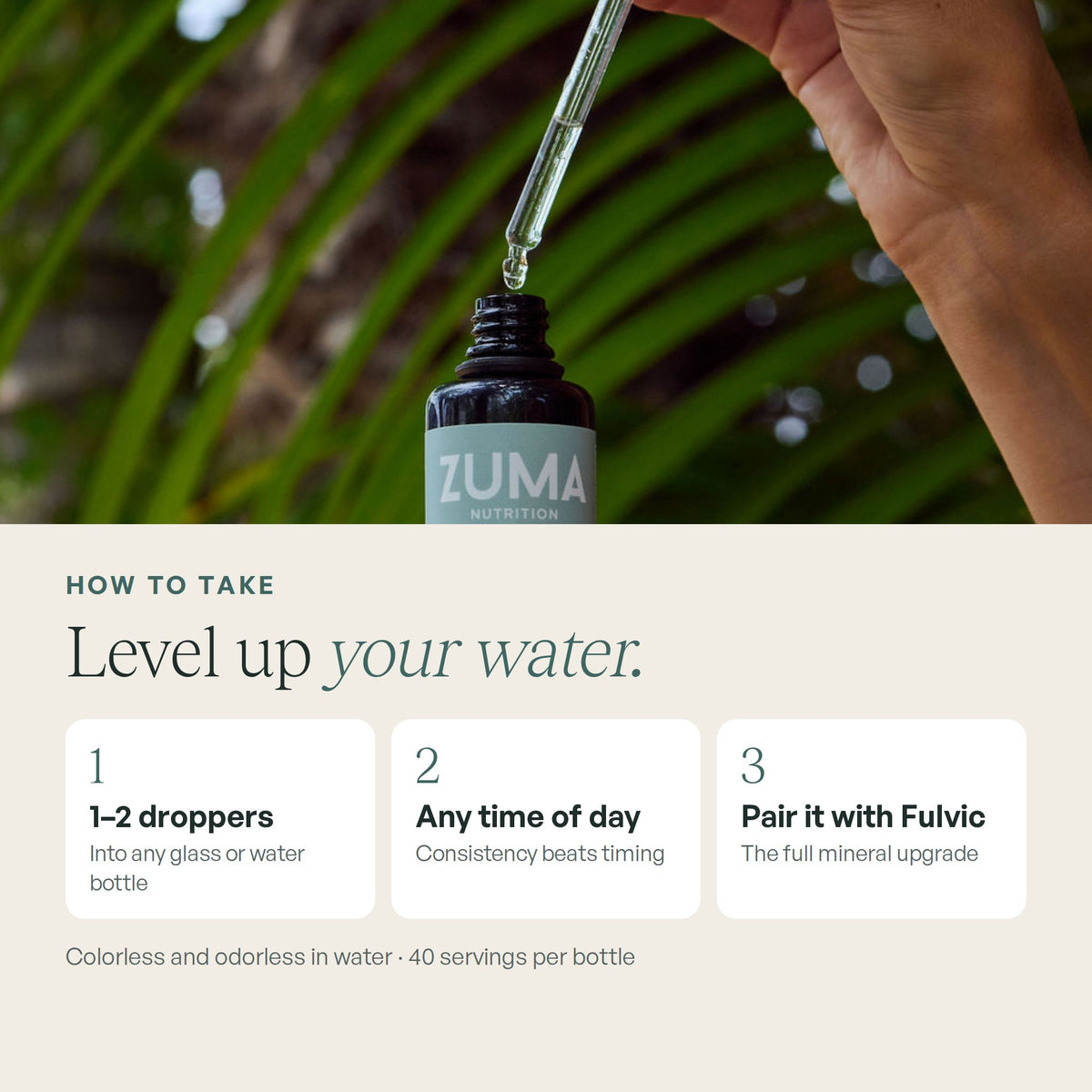 Level up your water: droppers into any glass, any time of day