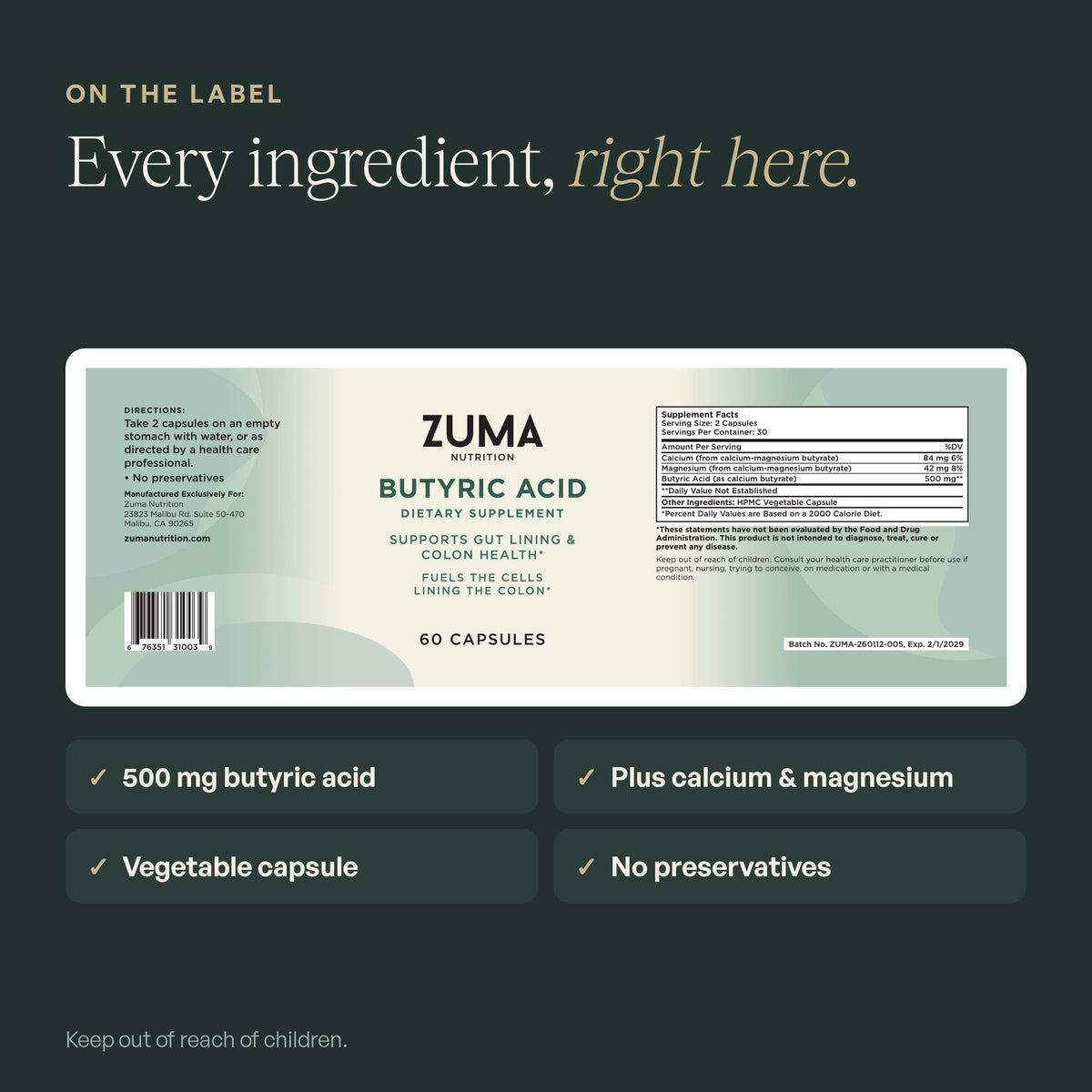 Butyric Acid Supplement