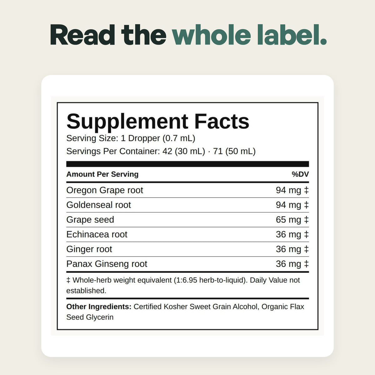 Candida Cleanse Tonic Supplement Facts