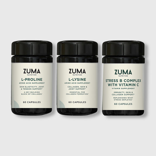 Zuma Nutrition Collagen Precursor Protocol: L-Proline, L-Lysine and Stress B Complex with Vitamin C