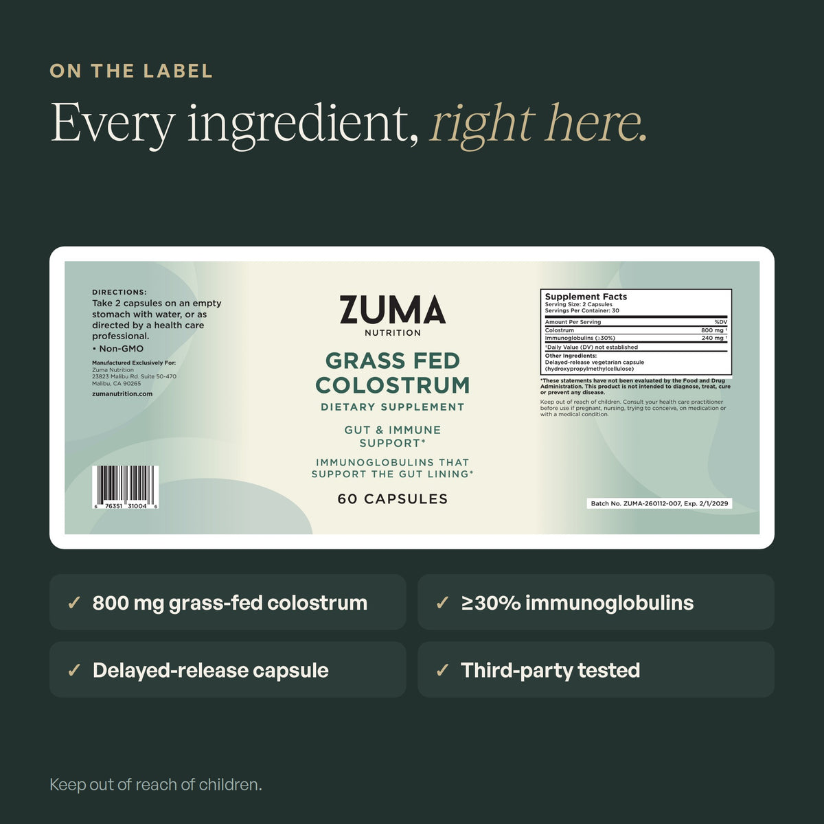 100% Grass-Fed Colostrum