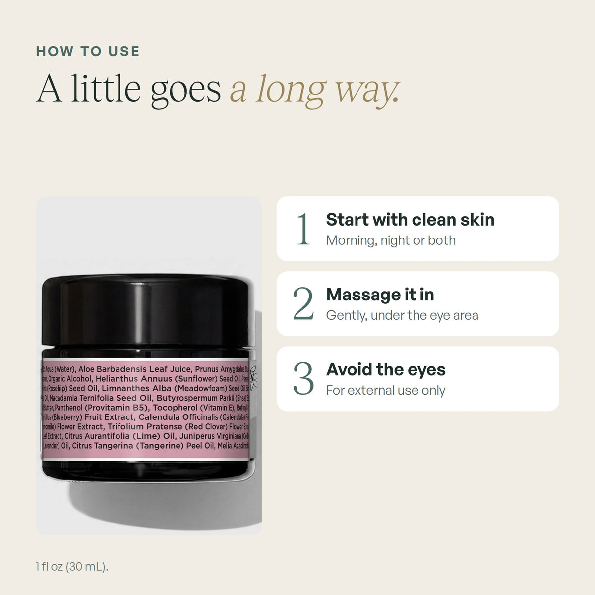 Zuma Nutrition Eye Brightening Cream — how to use
