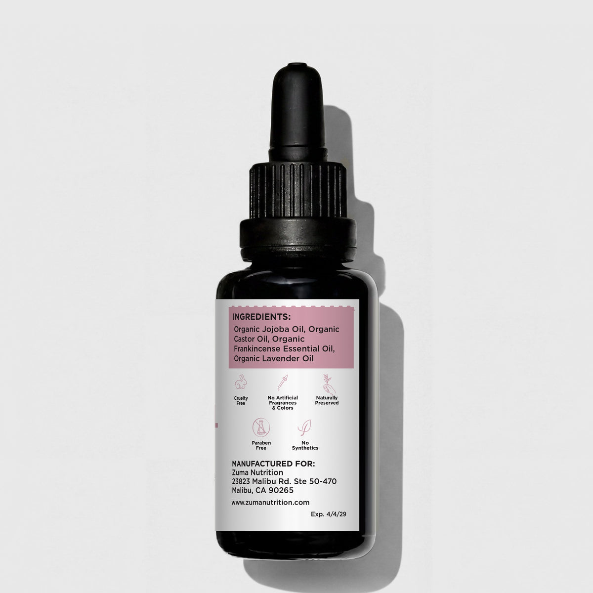 Botanical Face Oil Serum - Zuma Nutrition, ingredients