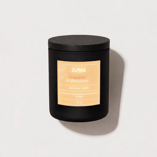 Grapefruit & Mangosteen Non Toxic Candle - Zuma Nutrition, front label