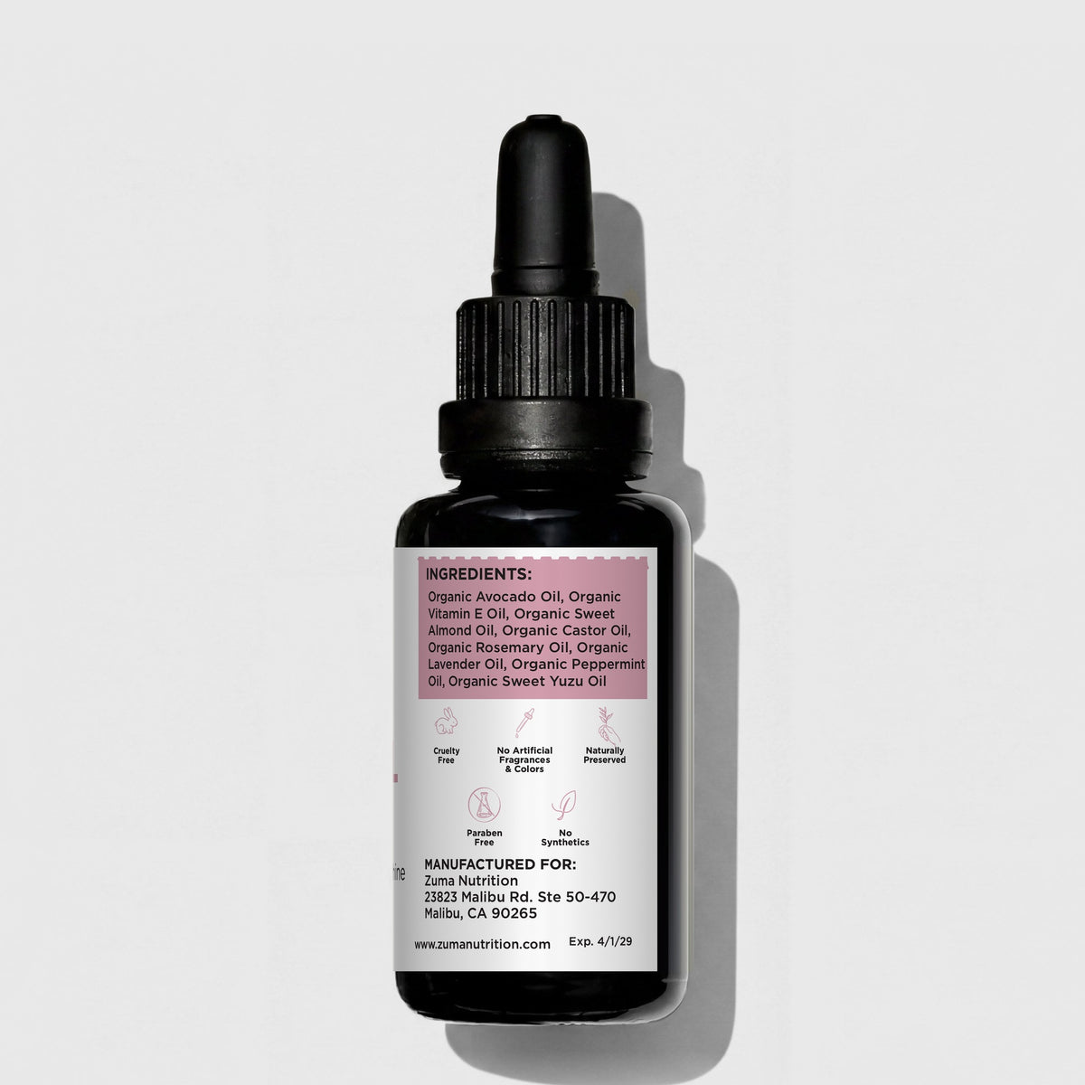 Botanical Hair Oil Serum - Zuma Nutrition, ingredients