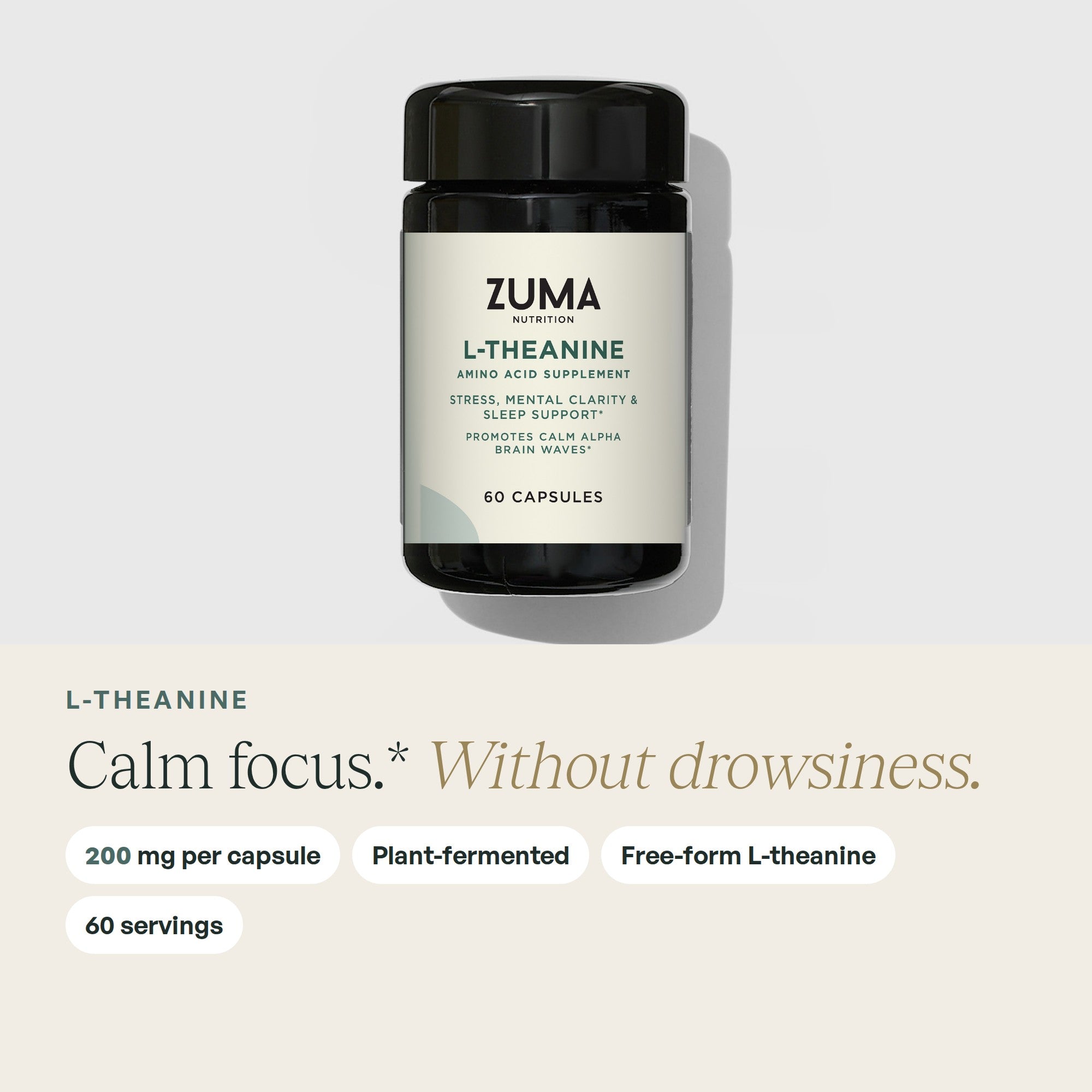 L-Theanine Supplement Capsules | Zuma Nutrition