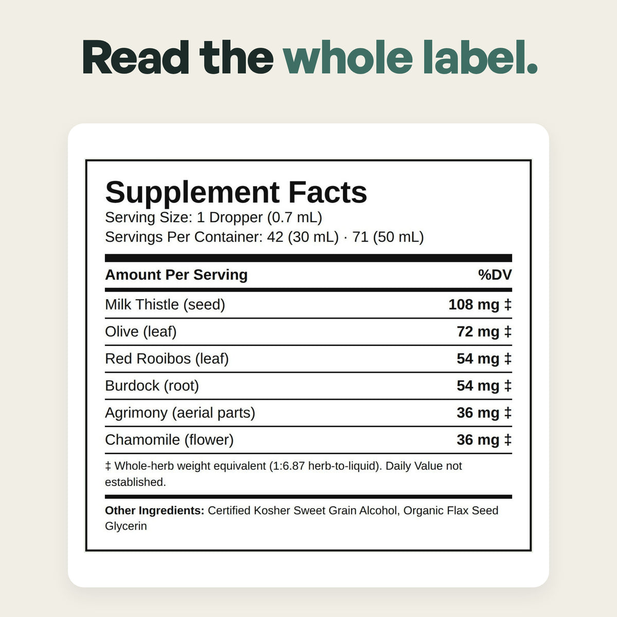 Liver Clear & Support Supplement Facts