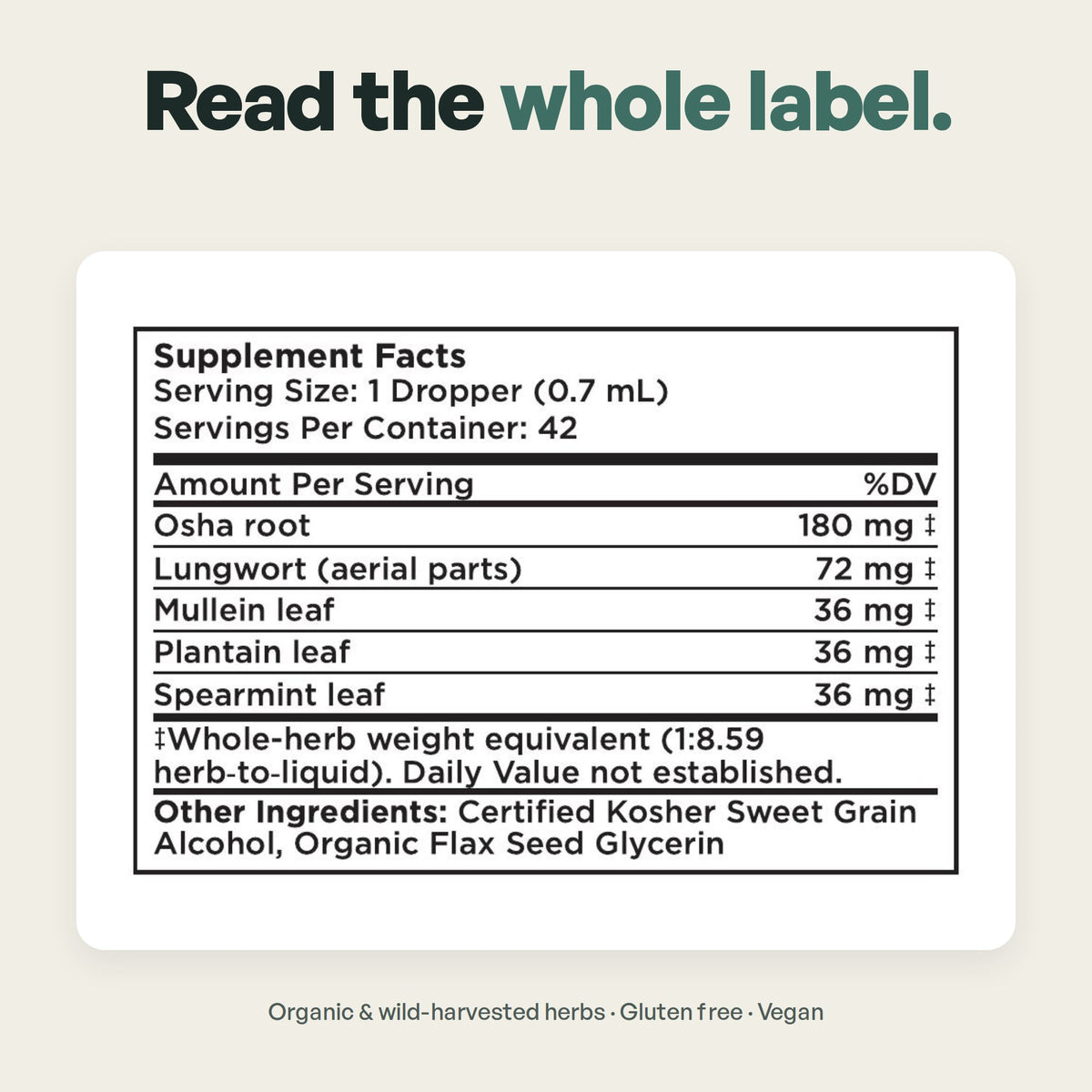 Lung Clear & Support Supplement Facts