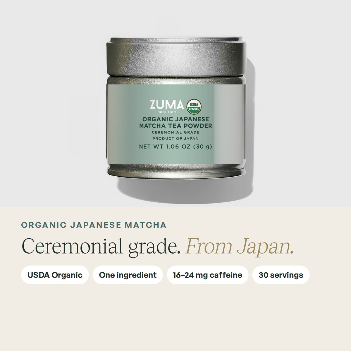 Zuma Nutrition Organic Japanese Matcha product overview