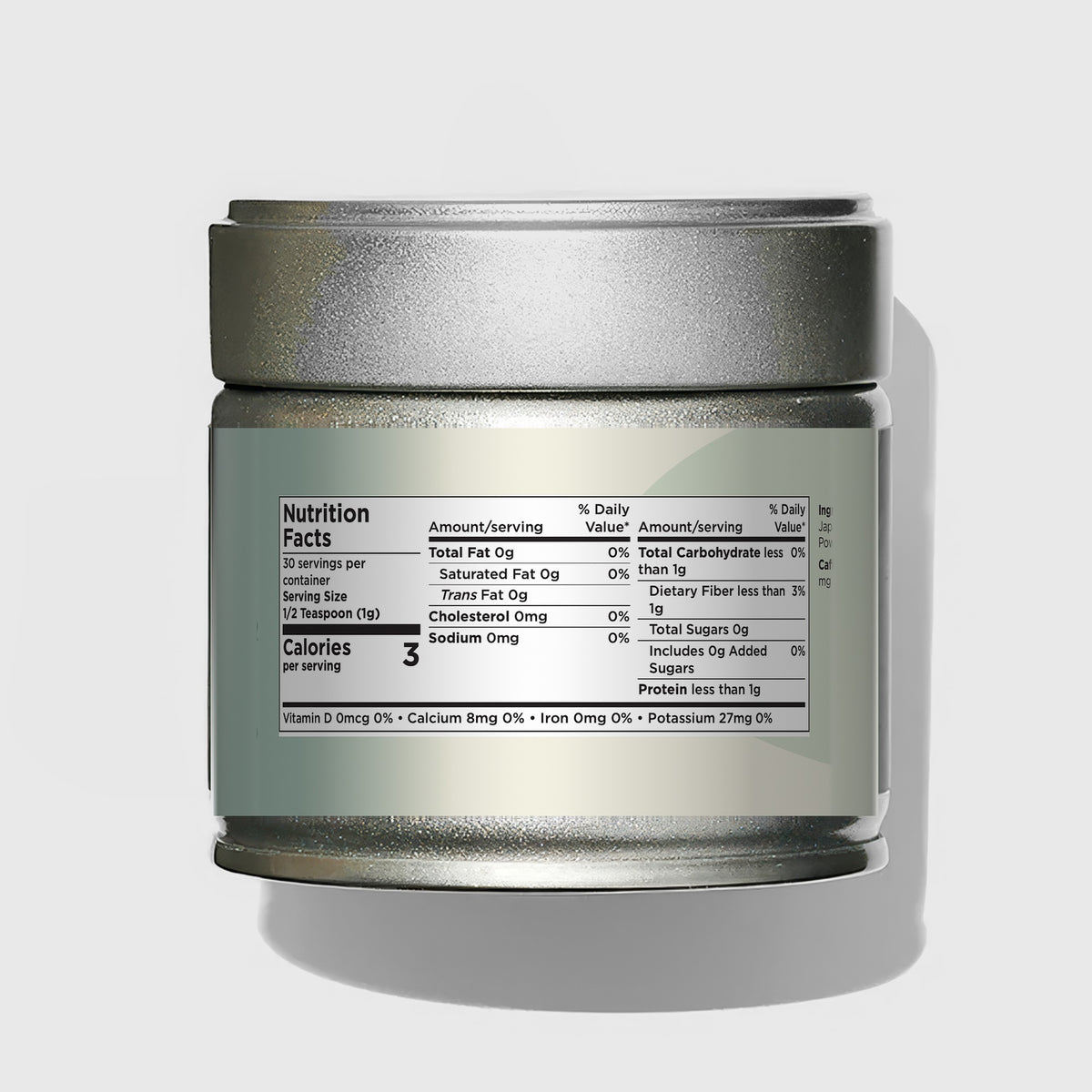 Organic Japanese Matcha Tea Powder - Zuma Nutrition, nutrition facts