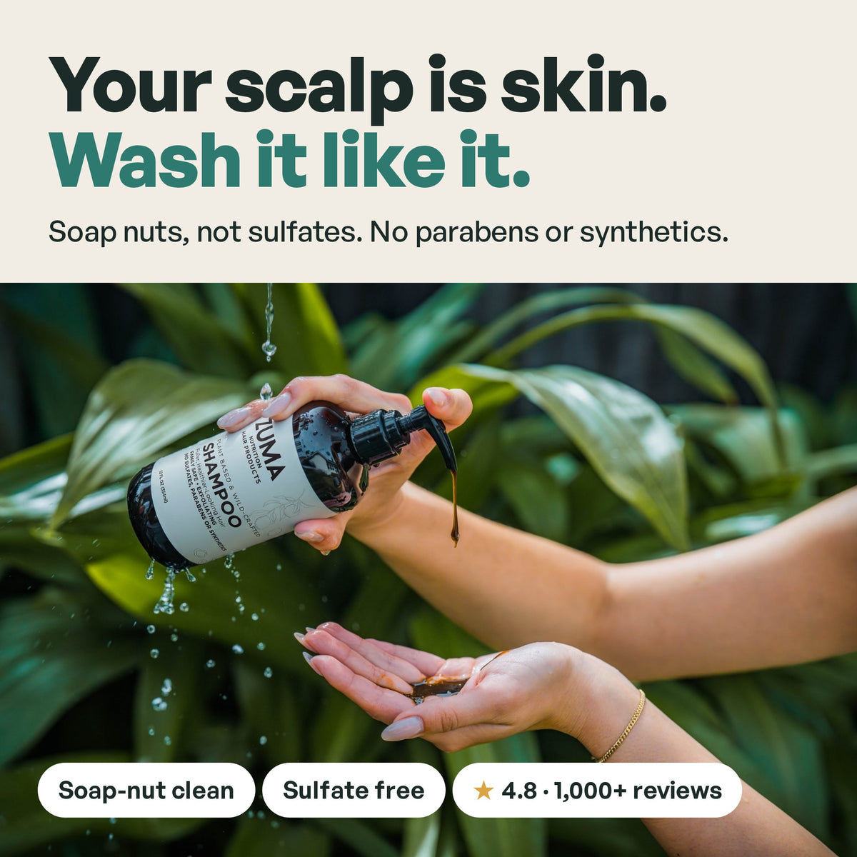 Zuma Nutrition Shampoo: Your scalp is skin. Wash it like it.