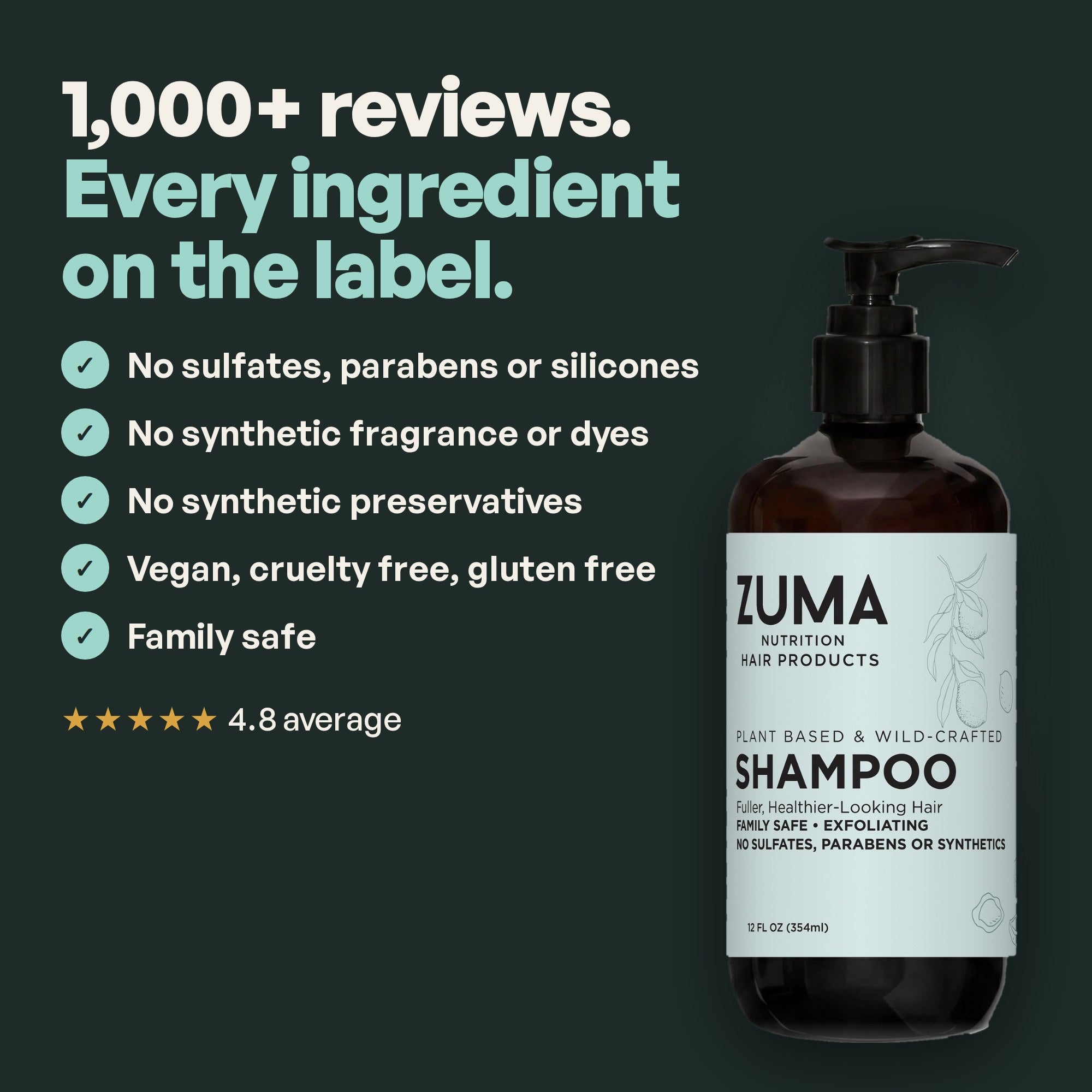 Sulfate-Free Natural Shampoo | Soap Nut | Zuma Nutrition