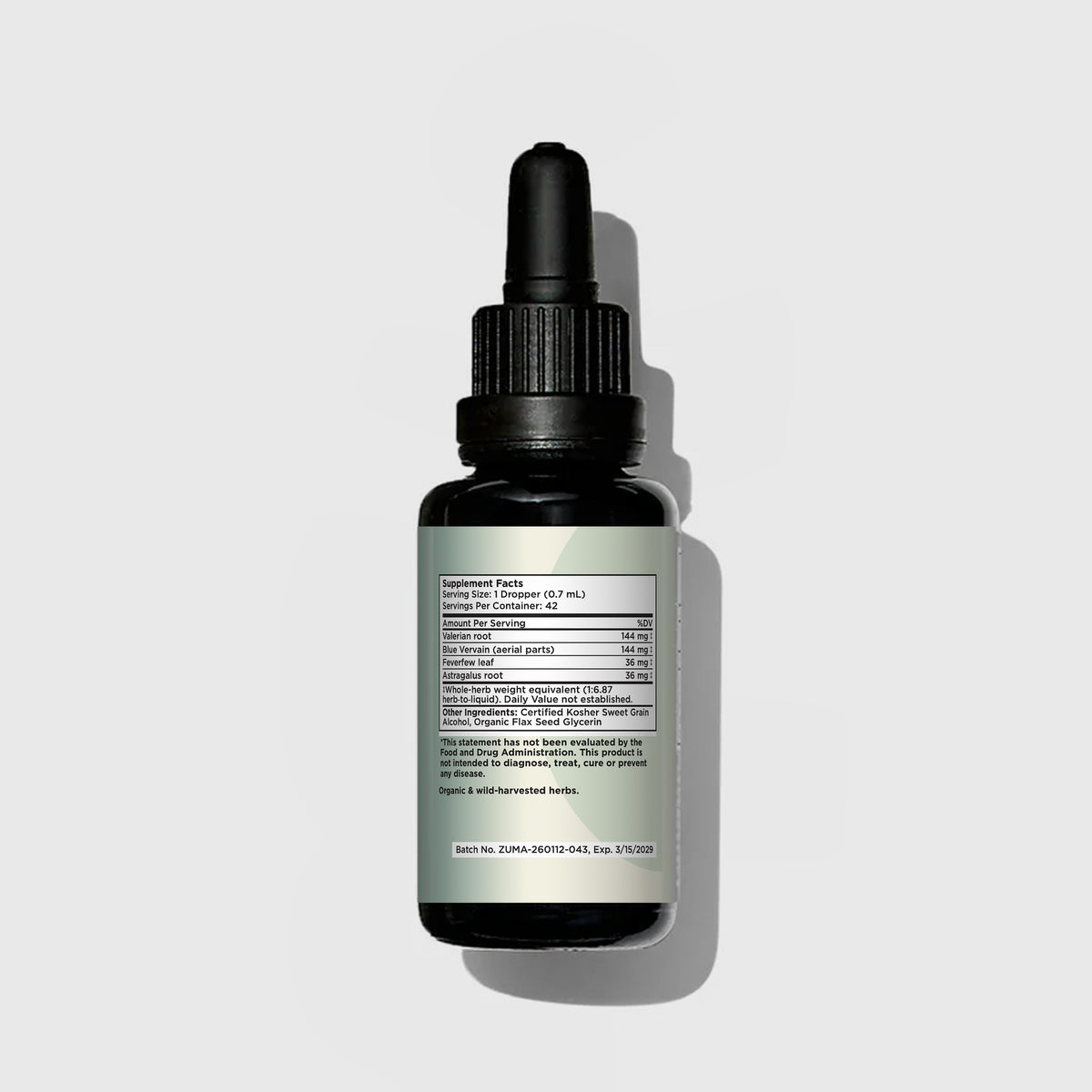Sleep Support Tonic - Zuma Nutrition, supplement facts