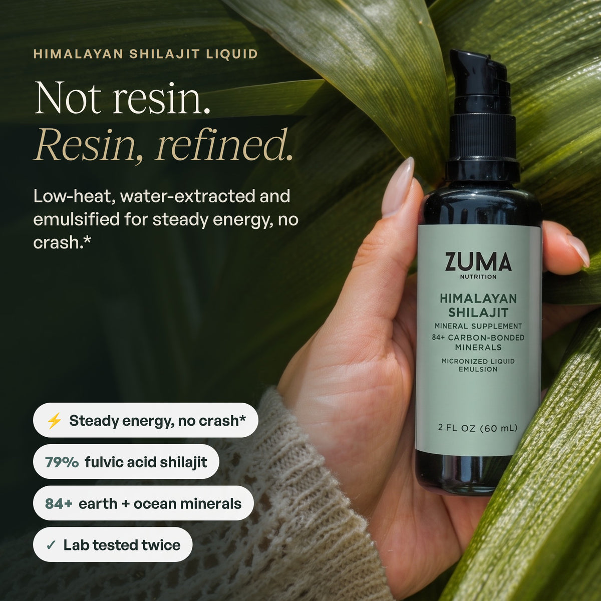 Zuma Nutrition Himalayan Shilajit Liquid: low-heat, water-extracted and emulsified