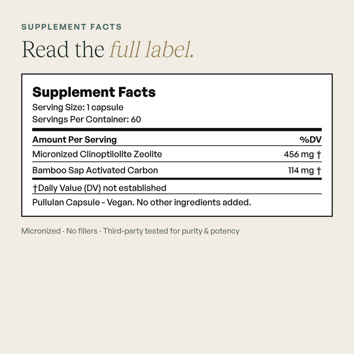 Micronized Zeolite Capsules Supplement Facts