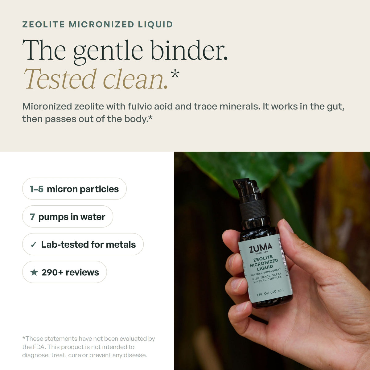 Zuma Nutrition Zeolite Micronized Liquid in hand