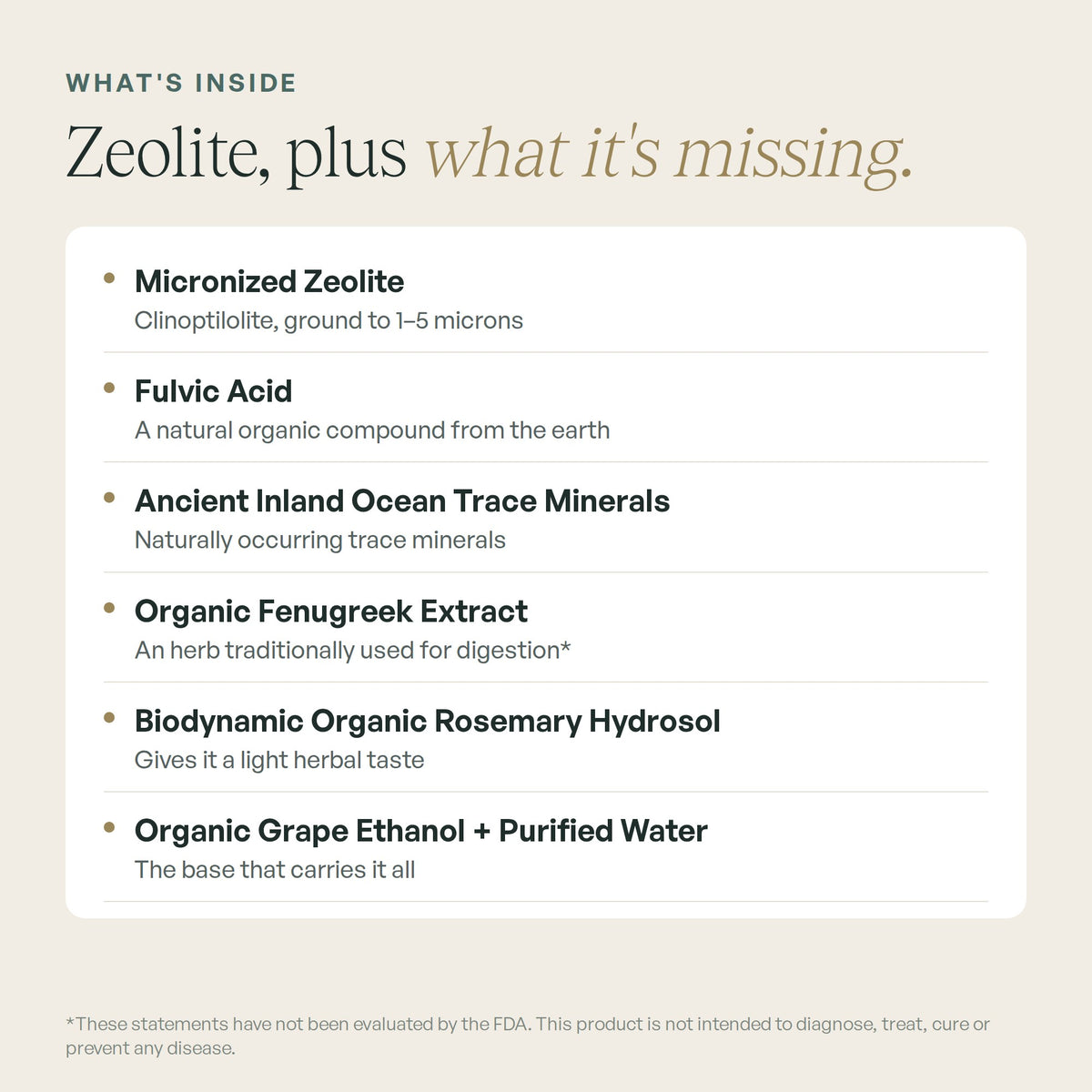 Ingredients in Zeolite Micronized Liquid Tonic
